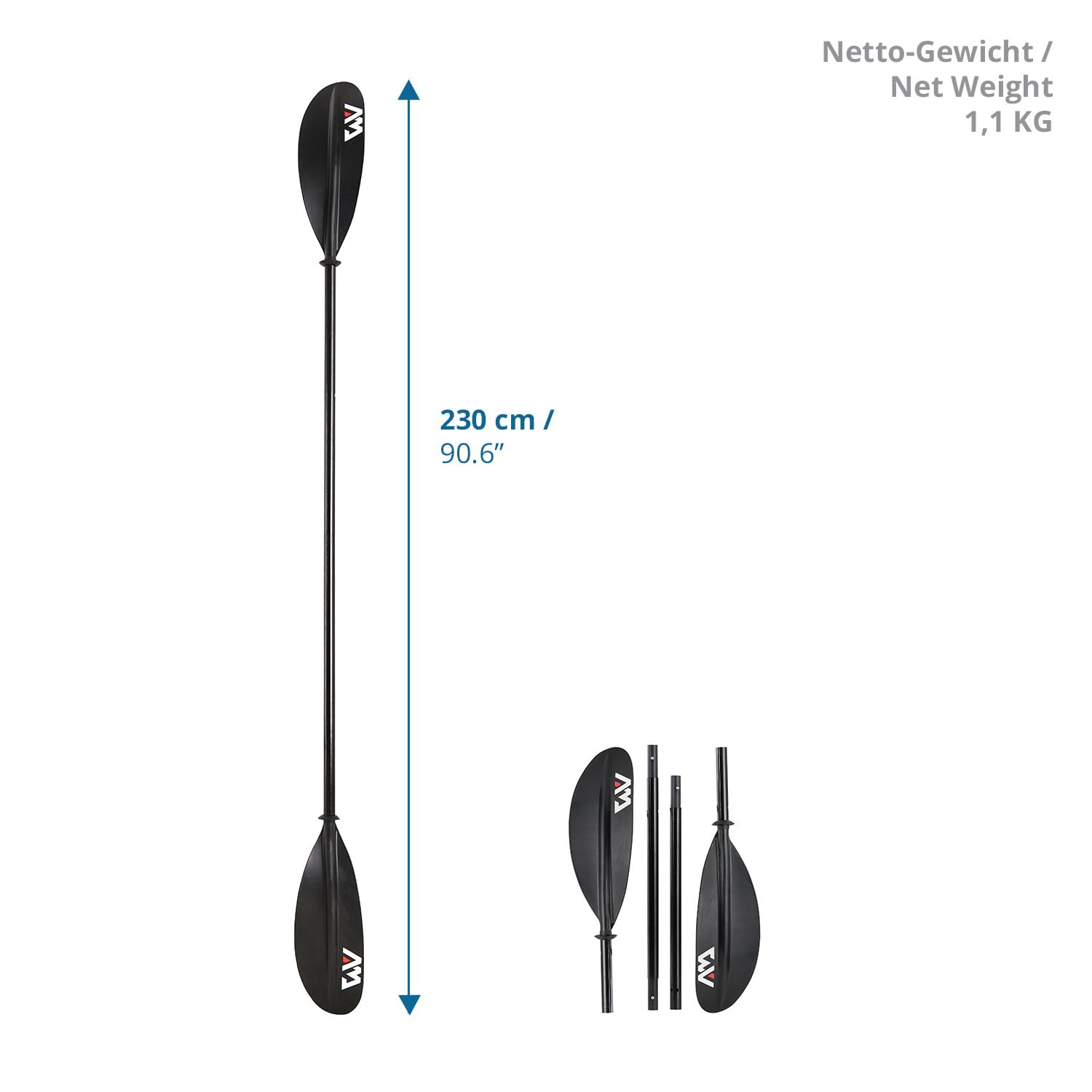 aqua-marina-kp-2-kajak-paddel-230-cm-4-teilig-fiberglas-schwarz image 5