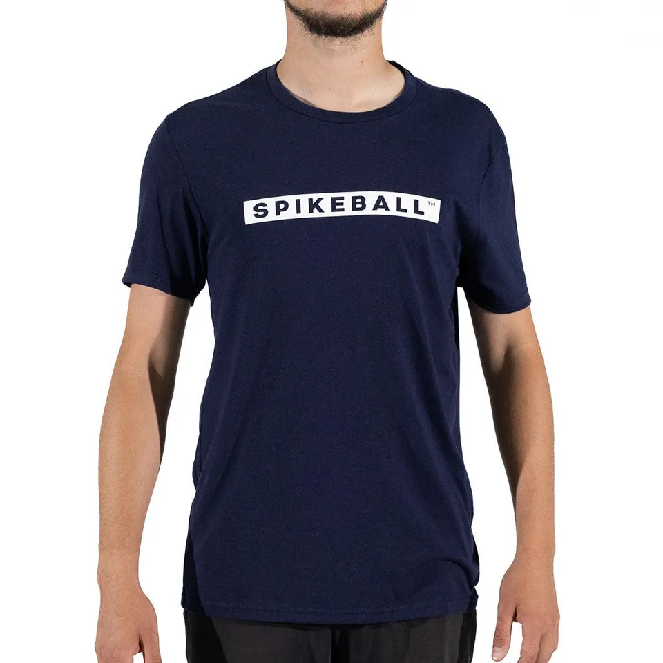 spikeball-t-shirt-bar-logo-marineblau-tri-blend image 1