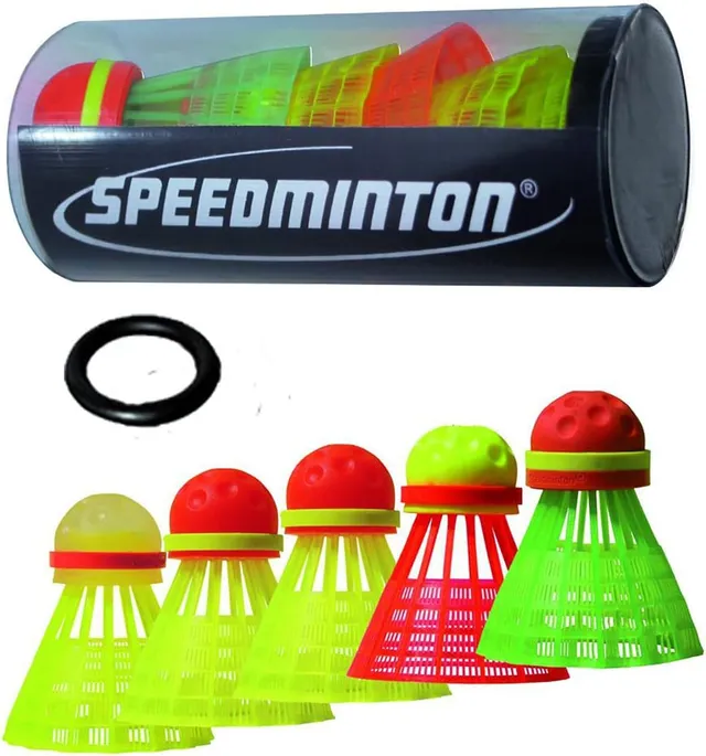 speedminton-mix-speeder-5er-pack-crossminton-b-lle-mit-windring image 1