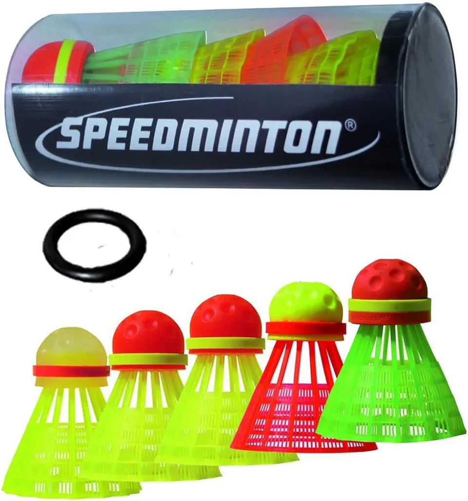 speedminton-mix-speeder-5er-pack-crossminton-b-lle-mit-windring image 1