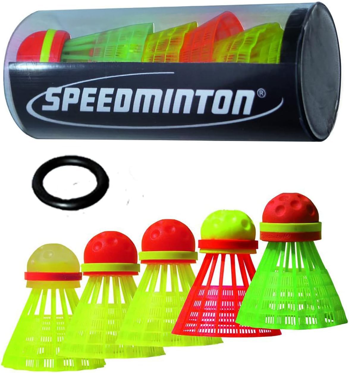 speedminton-mix-speeder-5er-pack-crossminton-b-lle-mit-windring image 1