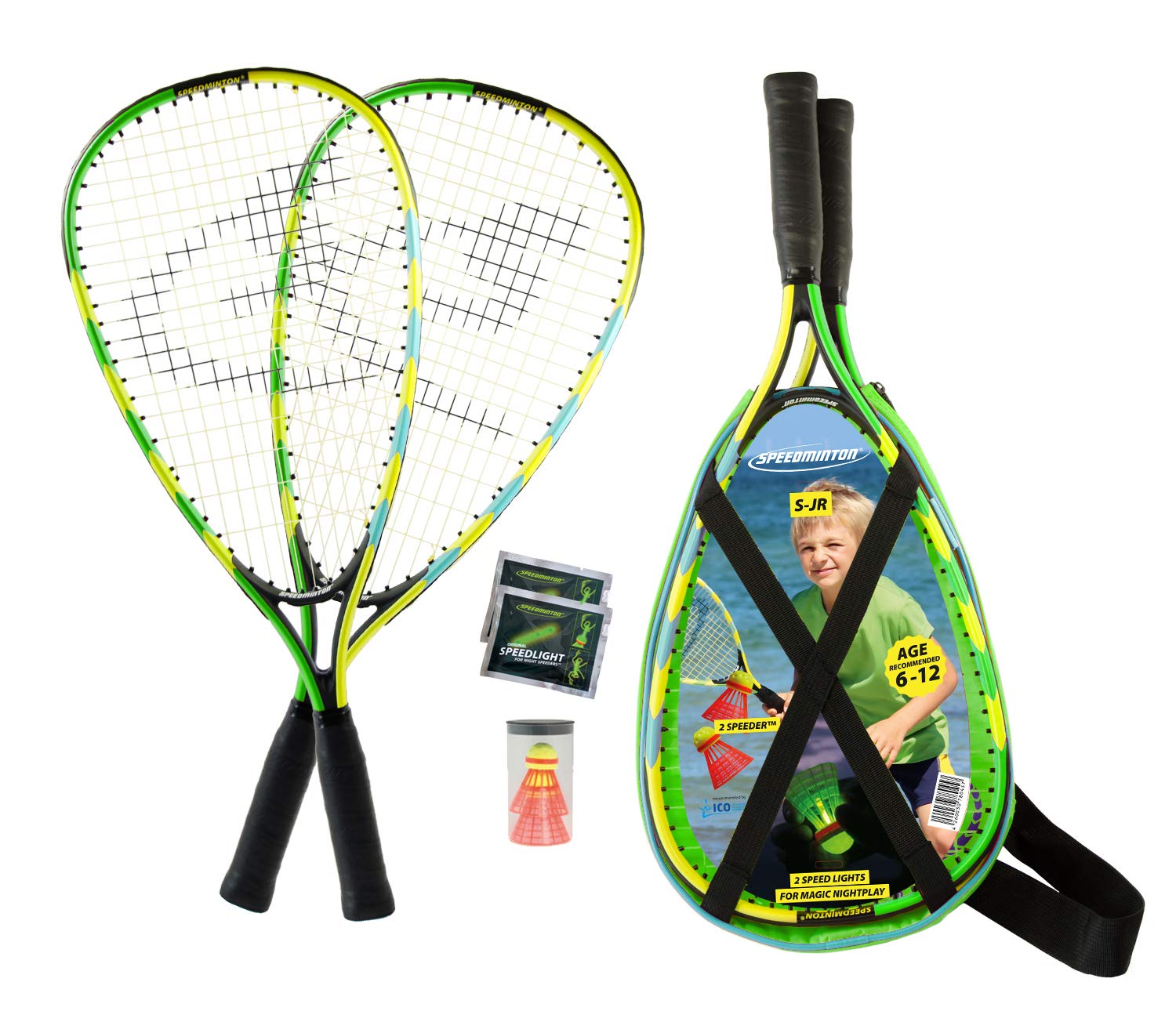 speedminton-junior-set-crossminton-kinder-set-2-schl-ger-2-fun-speeder-mit-tasch image 1